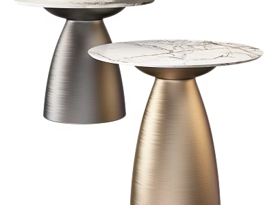 Elegant Modern Side Table With Marble Top And Metallic Gold Silver Base Design 3d model