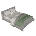 Modern Single Bed Design With Gray Headboard Plush Pillows And Green Bedspread