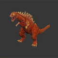 Red Dinosaur Character And Creature Standing With Sharp Spikes Open Mouth On Gray Background 3d model