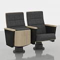 Two Modern Theater Seats With Wooden Backrest And Black Armrests