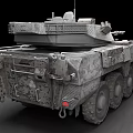 Detailed Military Wheeled Armored Vehicle With Cannon Camouflage Paint And Multiple Wheels