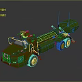 Military Green Armored Tank With Turret Cannon Tracks And Weapon System
