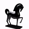 Golden Horse Shaped Decorative Figurine Set With Wooden Base And Modern Design
