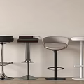 Four Stylish Bar Stools With Metal Bases And Footrests In Modern Interior