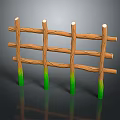 Scenic Natural Landscape With Wooden Fence Crossed Rails And Green Bottom Posts