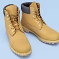 Yellow Dark Gray Leather Lace Up Boots With Sturdy Rubber Sole And Durable Design