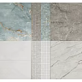 Ceramic Tile Components Design With Light Blue Gray White Marble Textures And Mosaic Patterns 3d model