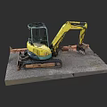 Functional Yellow Compact Crawler Excavator With Digging Bucket On Platform