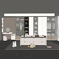Modern Walk in Closet Interior With Spacious Cabinets And Dressing Table 3d model