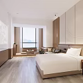 Modern Hotel Guest Room Interior Design With Sofa Bed Coffee Table Wooden Cabinets Decorative Painting