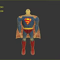 Man Wearing Superhero Costume With Blue Red Suit S Symbol And Red Cape