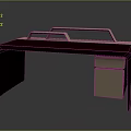 Modern Wooden Desk With Dark Red Tabletop Light Wood Frame And Drawer