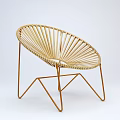 Modern Rattan Leisure Chair With Round Design And Metal Frame