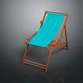 Wooden Frame Deck Chair With Turquoise Cushion Folding Design For Outdoor Relaxation