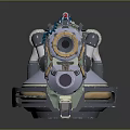 Futuristic Heavy Weapon Design Featuring Mechanical Cannon Barrel Metallic Structure And Glowing Details