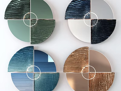 Modern Circular Segmented Wall Decor with Various Colors Textures and Metallic Finishes for Home Interior 3d model