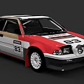 Red White Gray Sporty Rally Car With Number 83 Two Door Coupe Design