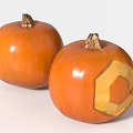 Fresh Orange Pumpkins With Hexagonal Cut Showing Inner Flesh As Vegetable 3d model