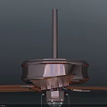 Ceiling Fan With Wooden Blades And Two White Lights For Home Decoration