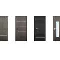 Various Modern Hinged Doors with Wooden Panels and Glass Insert Designs 3d model