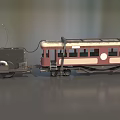 Vintage Steam Train Model With Black Locomotive Red Carriage Windows And Ladder