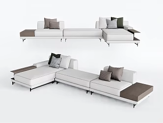 Modern Corner Sofa Multi-Person Sofa White Sofa Pillow Sofa Stool Sofa Chair 3d model