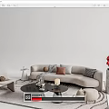 Modern Light Gray Sofa Coffee Table Set With Pillows Rug Red Sculpture And Elephant Figurine
