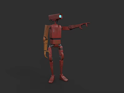 Game Movie Character Red Mechanical Robot With Blue Head Light And 3D Rendering Design 3d model