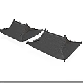 Two Detailed Gray Traditional Chinese Architecture Roof Models With Overhanging Eaves