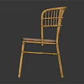 Stylish Rattan Leisure Chair with Yellow Frame and Pink Checkered Comfortable Cushion