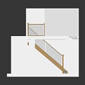 Architectural Model Interior Structure With Wooden Staircase Handrail Upper And Lower Platforms 3d model