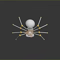 Mechanical Spider Featuring Metal Legs Golden Spheres Gear Components And Reflective Surface Design