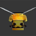 Pixel Art Bee With Yellow And Black Striped Body And Transparent Wings