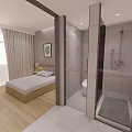 Hotel Guest Room With Twin Beds Bedside Tables Lamps Writing Desk And Plants