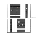 Modern White And Black Bookcase With Open Shelves And Decorative Items