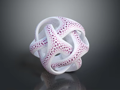 Modern White Furniture Decorative Ornament With Purple Spots And Hollow Spherical Design 3d model