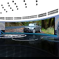Commercial Equipment For Car Display Stage With Blue Lighting And Large Screen