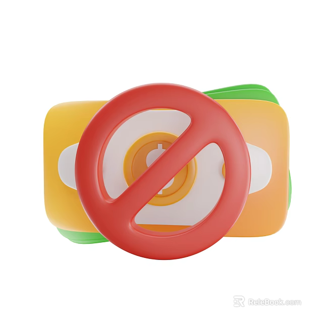 Decorative Ornament Set Featuring Red Prohibition Sign And Yellow Green Design Elements 3d model 