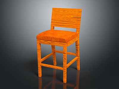 Orange Bar Stool With Woven Textured Legs And Square Padded Seat 3d model