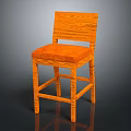 Orange Bar Stool With Woven Textured Legs And Square Padded Seat