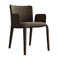 Modern Dark Brown Dining Chair With Armrests And Sleek Upholstered Fabric Design
