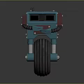 Game and Movie Character 3D Robot With Teal Red Body Large Wheel And Mechanical Arm