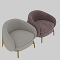 Modern Light Beige Upholstered Single Chair With Curved Backrest And Golden Metal Legs