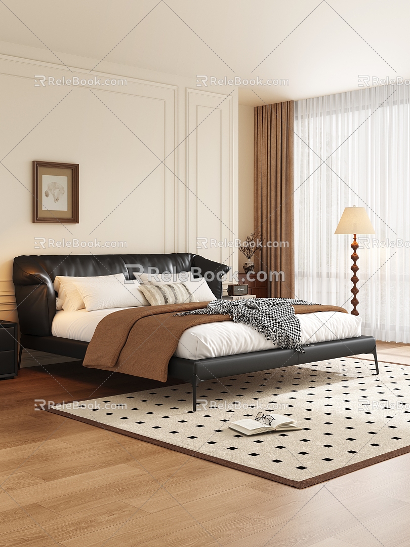 Modern Middle Style Double Bed 3d model