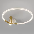 Modern Circular Ceiling Light With White Light Strip And Golden Wing Shaped Base 3d model