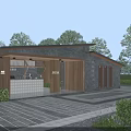Modern Post Station Architecture With Wood Stone Elements And Green Surroundings