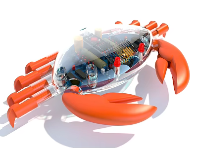 Electric Toy Crab With Transparent Shell And Electronics 3d model