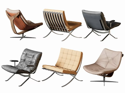 Contemporary Accent Chairs Collection With Leather Fabric Upholstery Slatted Back And Metal Legs 3d model