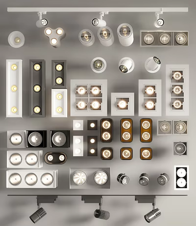 Downlights and Spotlights in Various Styles for Home Indoor Lighting 3d model