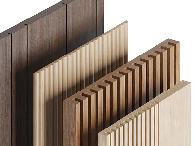 Modern Wooden Wall Panels With Different Designs Colors And Natural Textures For Interior 3d model